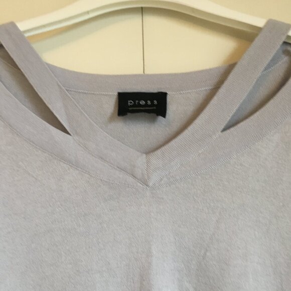 NWT Ice Blue Split V-Neck Rib Sleeves Pullover Top - Picture 5 of 15